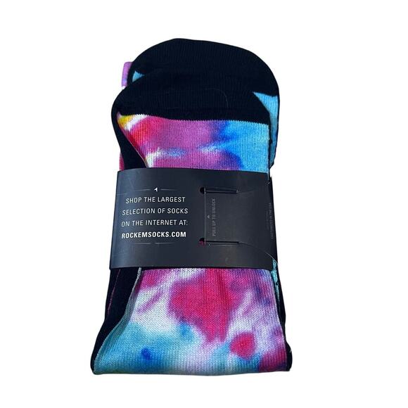 NWT Rock Em Socks Boston University Tie Die Crew Socks Tall High Comfy Sports - Picture 2 of 3